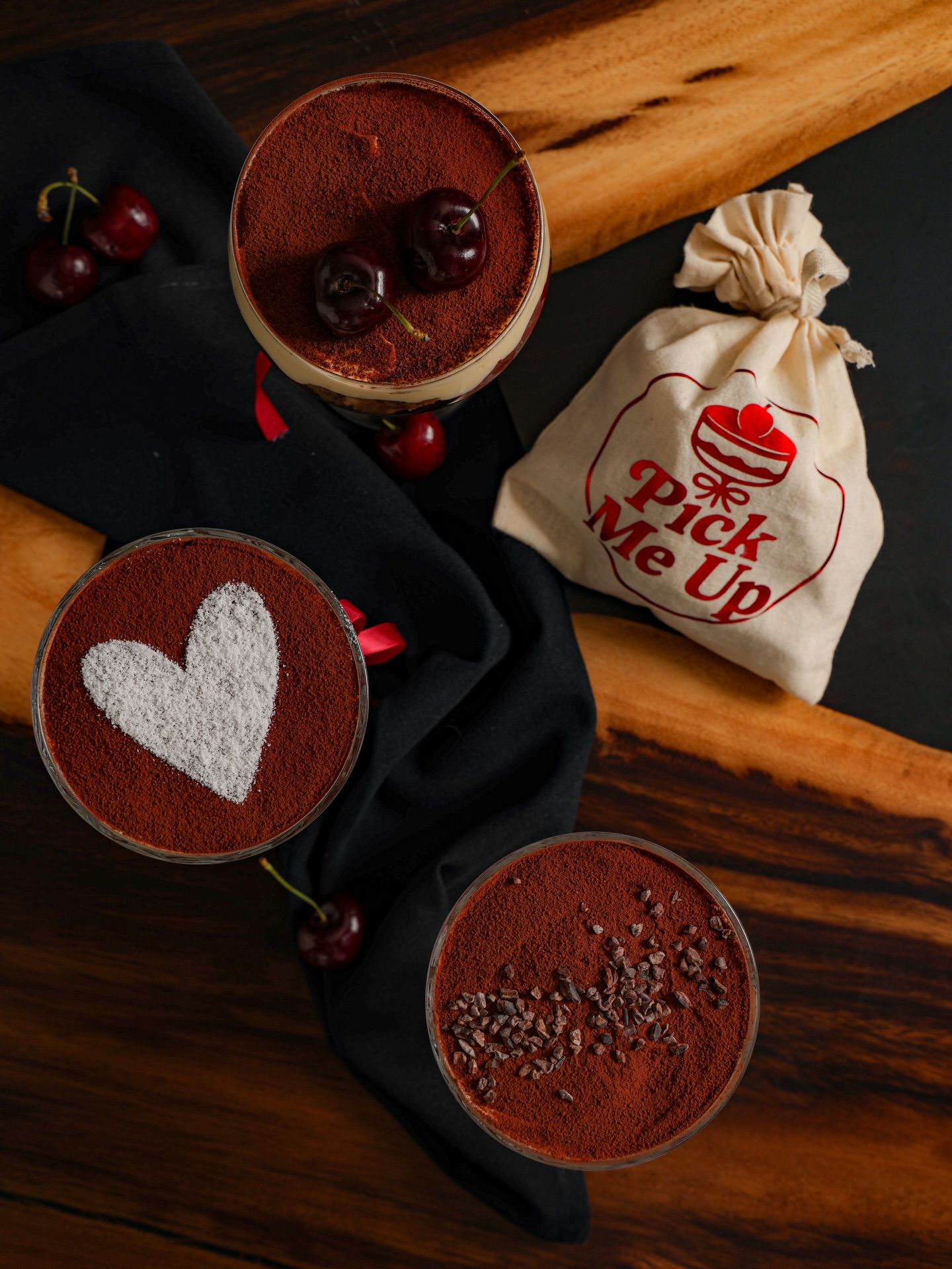 Three different flavours of Pick Me Up tiramisu at a market event